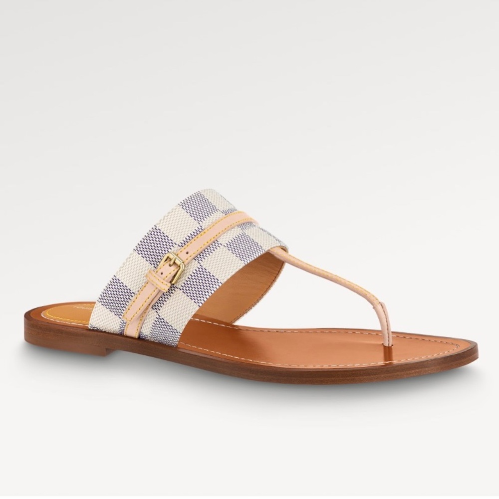 Louis Vuitton Damier Azul Palma Flat Thong Sandals EU 37 US 7